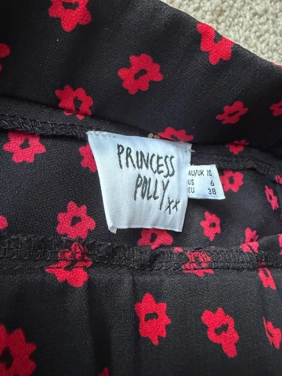 Princess Polly Black Skirt with Red Floral Print - Picture 2 of 2